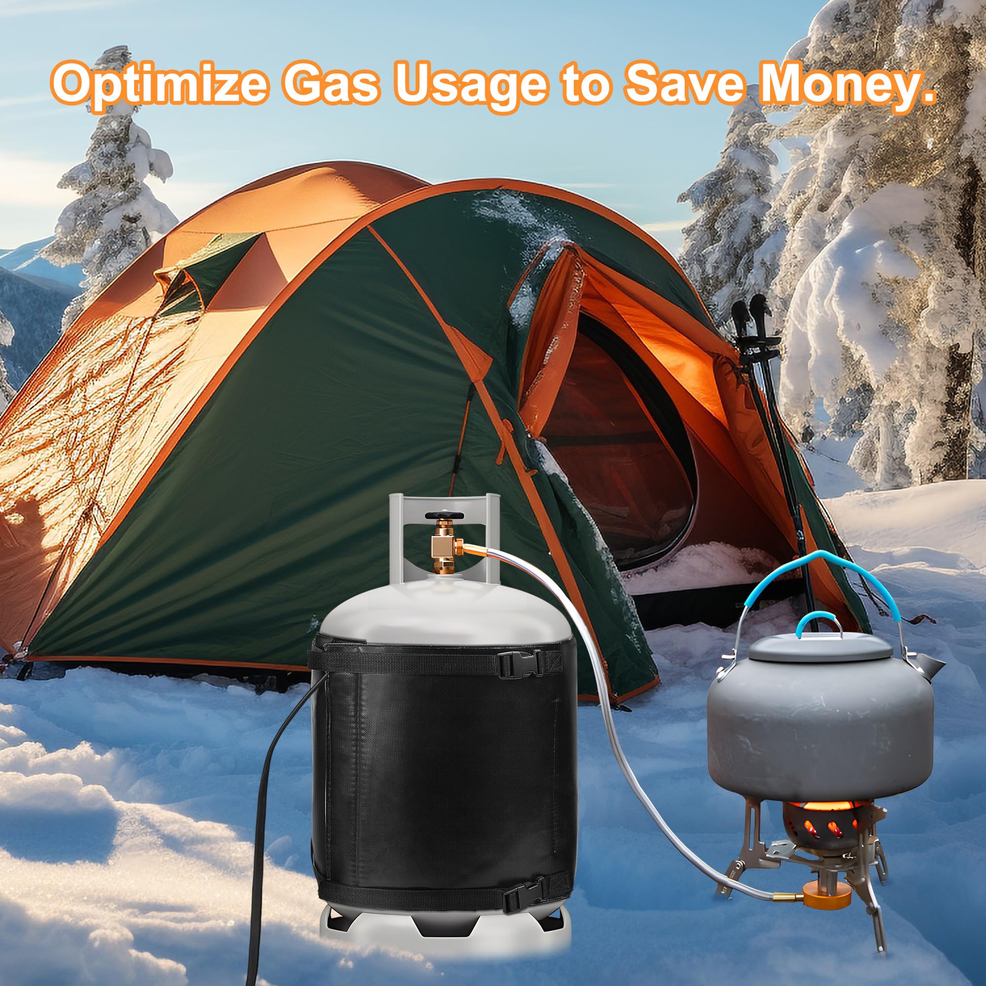 DECOHS fits 5-gallon and 20-40 lb tanks for versatile warming.
