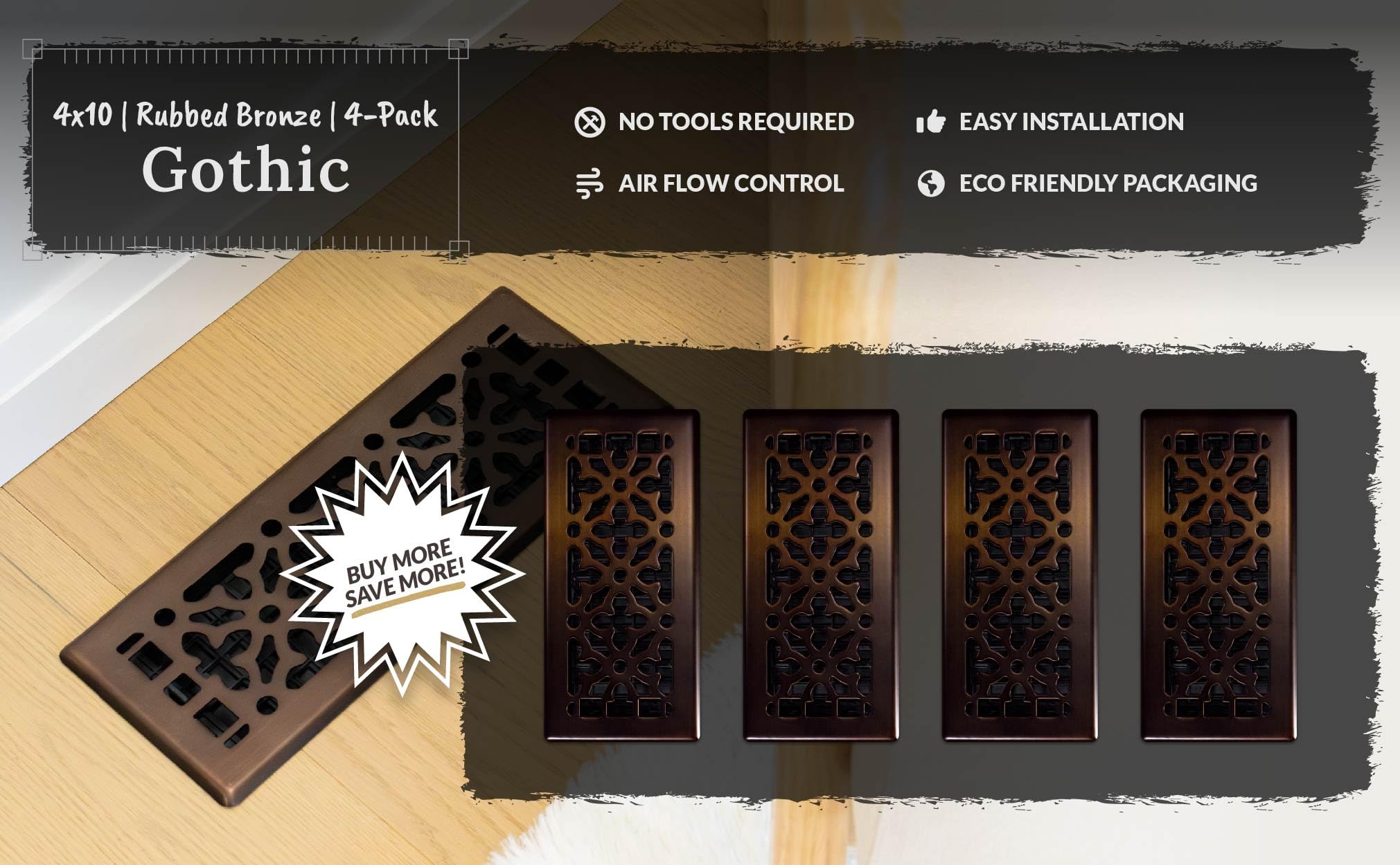 Decor Grates AGH410-RB variety of finishes matches many decors
