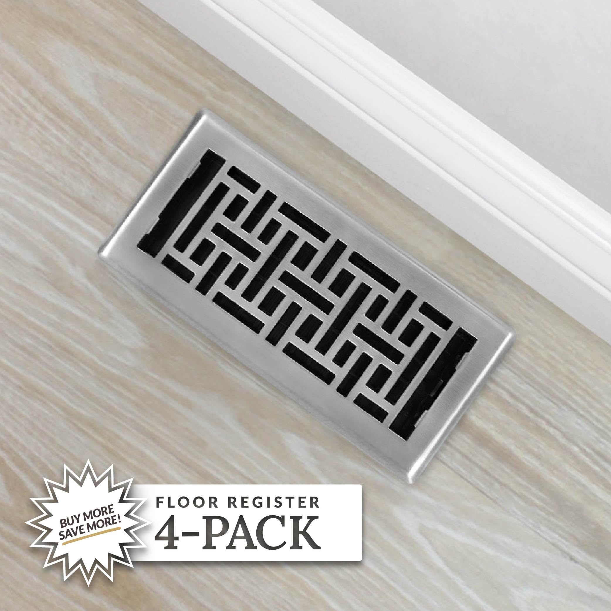 Decor Grates AJH410-NKL brushed nickel finish close-up for versatile styling.