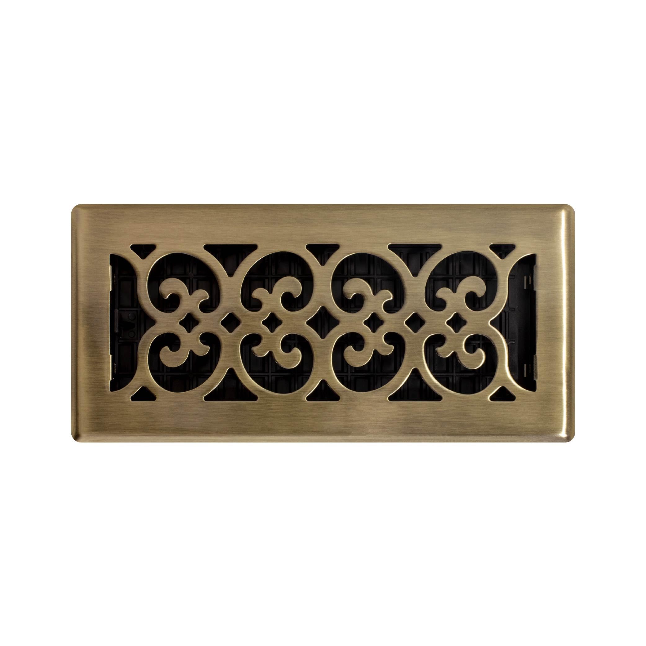 Decor Grates SPH410-A antique brass finish complements warm room aesthetics.