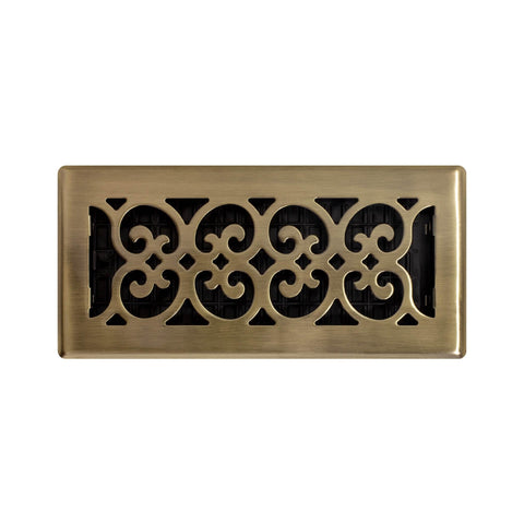 Decor Grates SPH410-A antique brass finish complements warm room aesthetics.