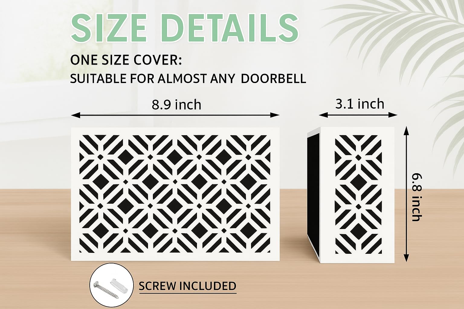 Decorhaus universal-fit doorbell cover installed over most standard chimes.