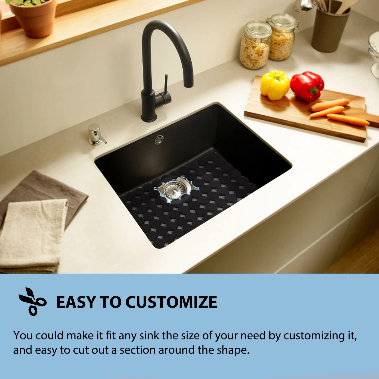 Decostatue heavy-duty PVC sink mat absorbs moisture and guards delicate glassware.