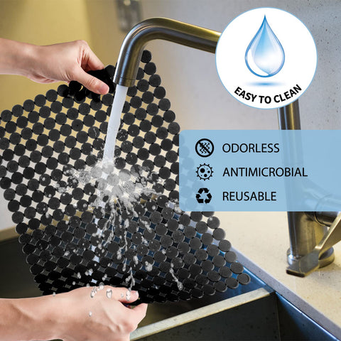 Decostatue non-slip mat stays in place, providing stable support during washing.