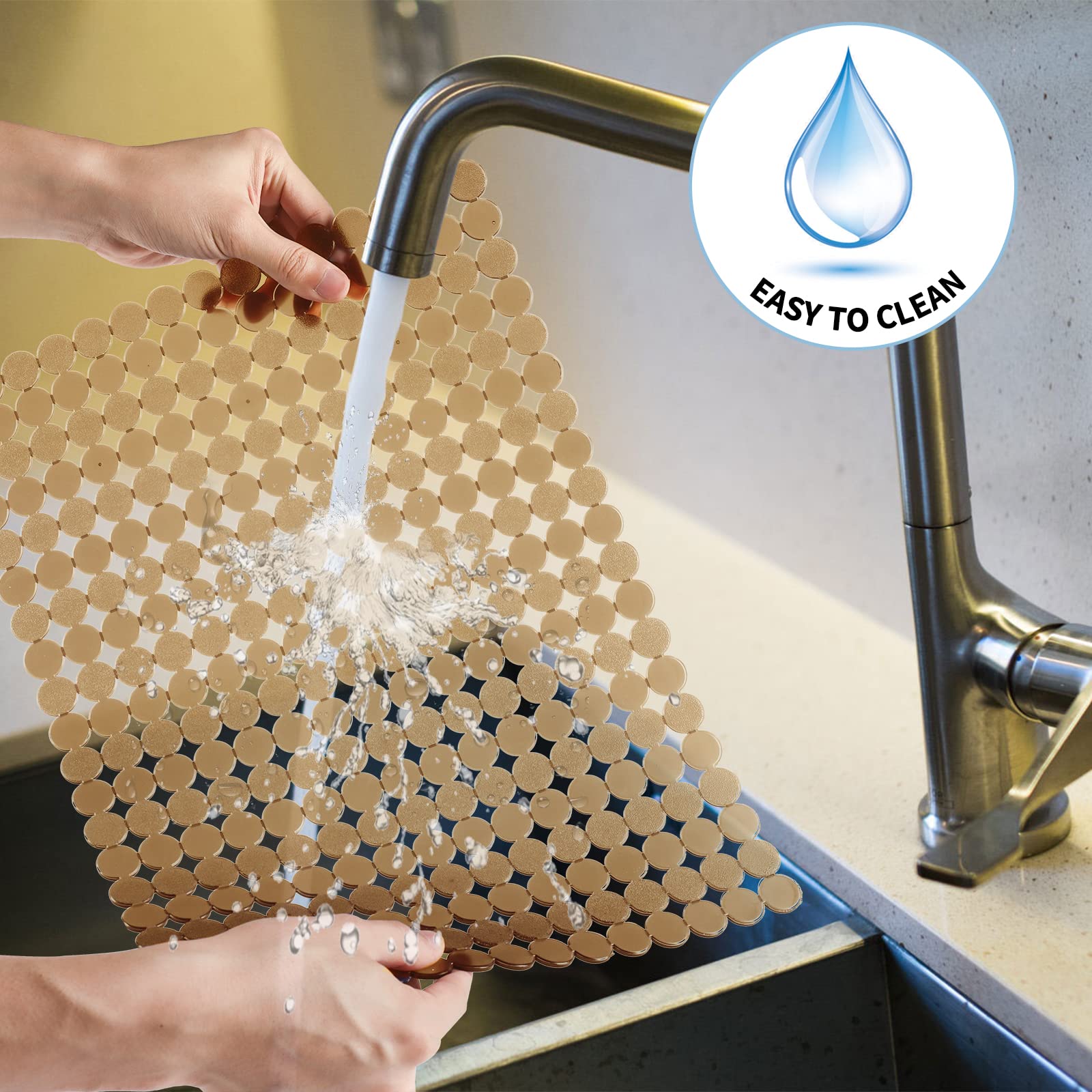 Decostatue versatile use as drying mat, countertop protector, and fruit drain mat.