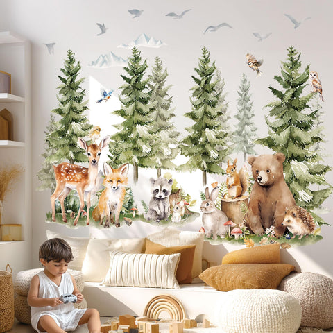 Decowall SG4-2422 forest animals decals add playful woodland scenes for nurseries.