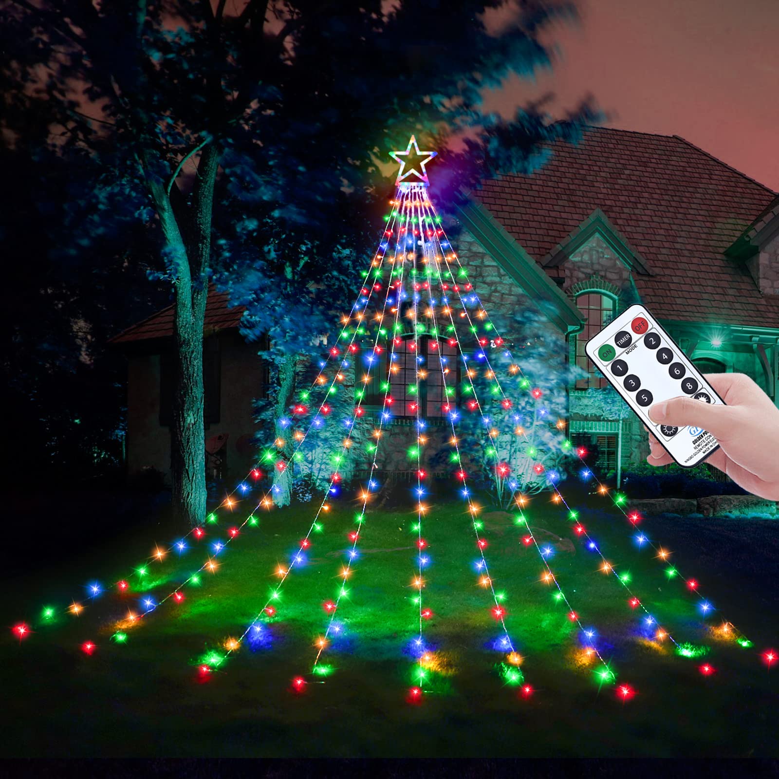 Decute Christmas star lights top ornament for festive outdoor ambiance