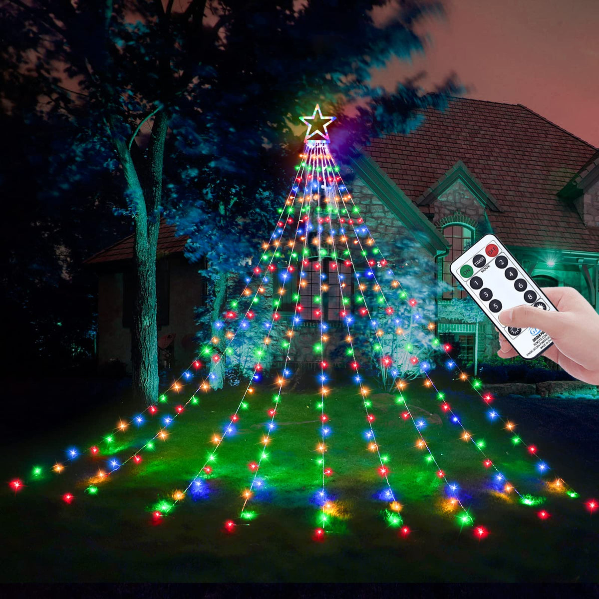 Decute Christmas star lights top ornament for festive outdoor ambiance