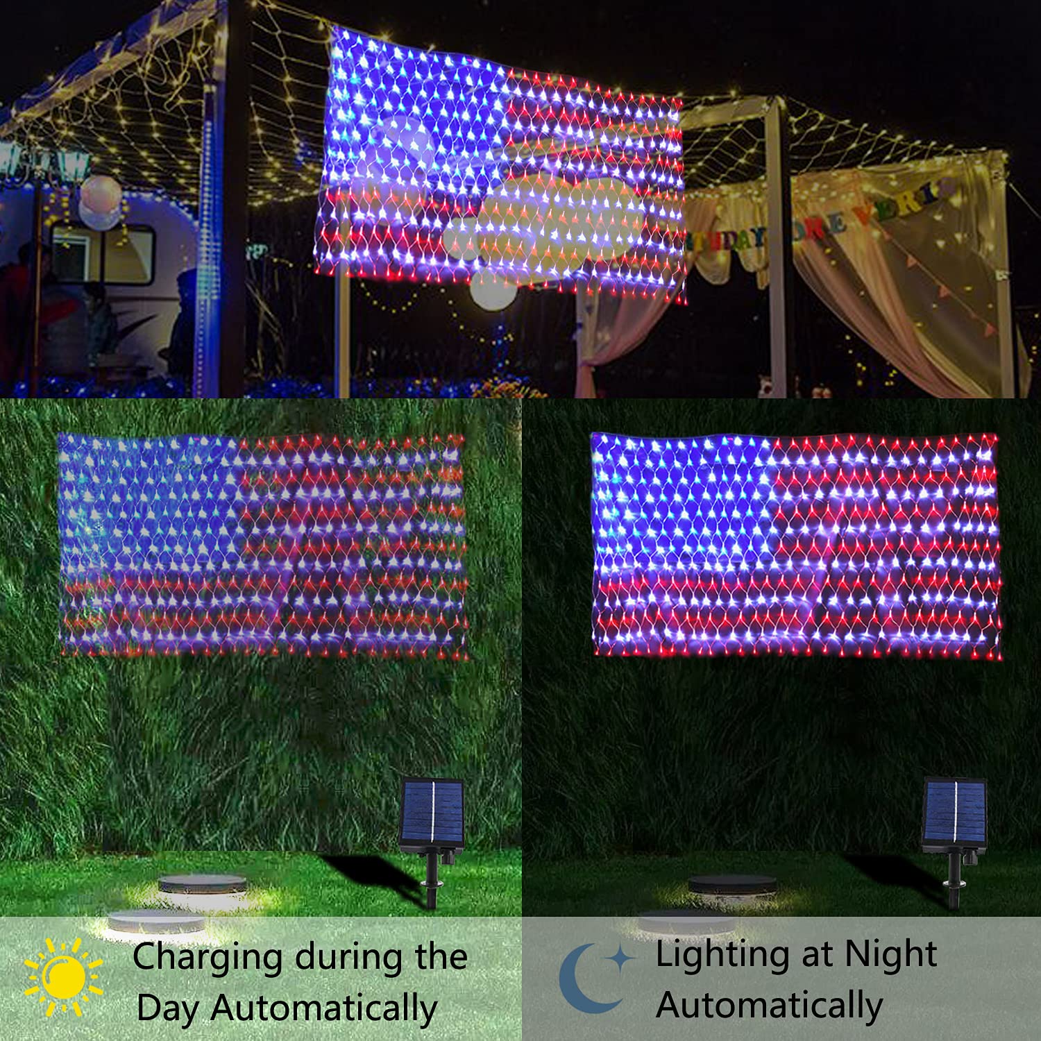 Decute 16ft extension cord for flexible flag net light placement.