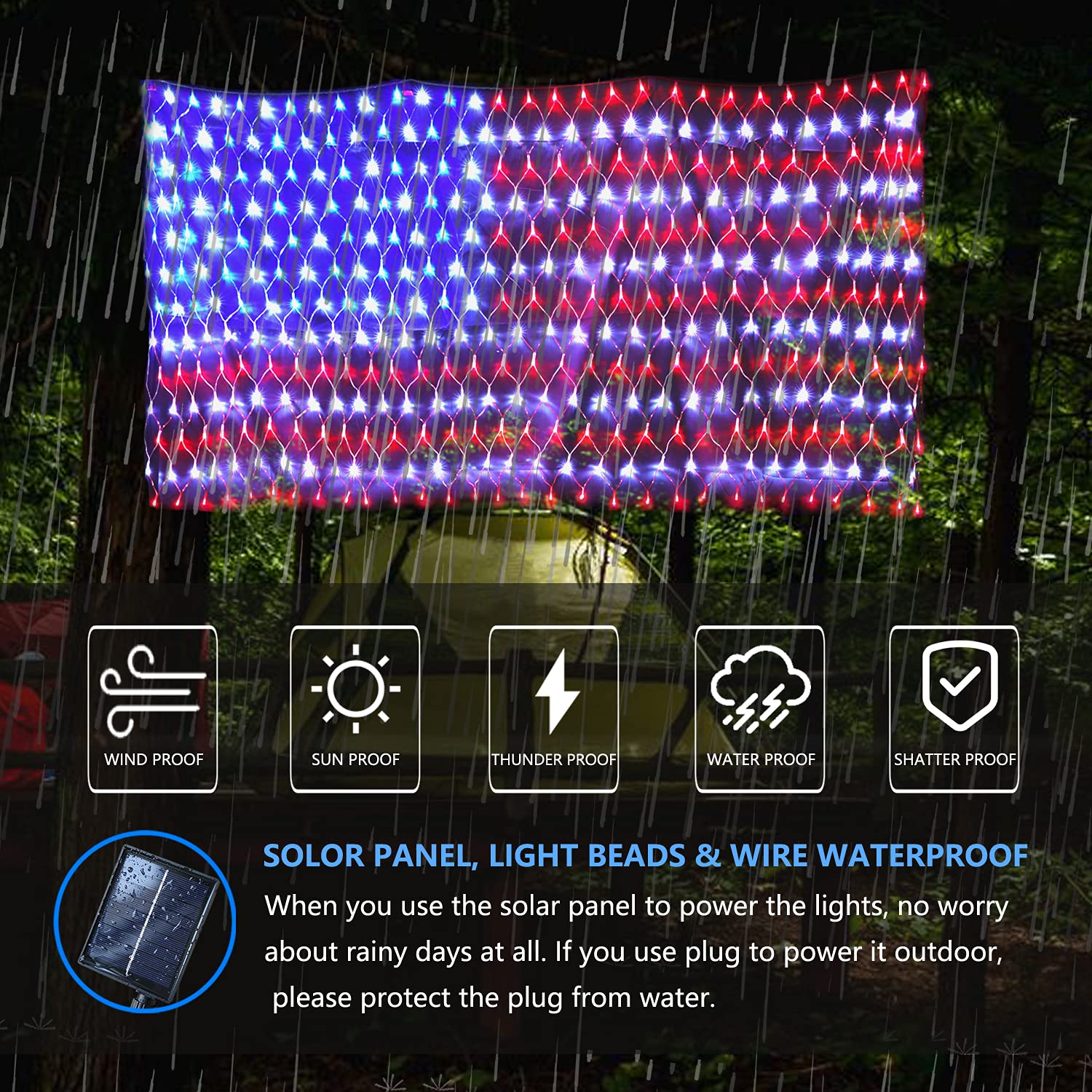 Decute remote control to adjust modes, brightness, and timer for flag lights.