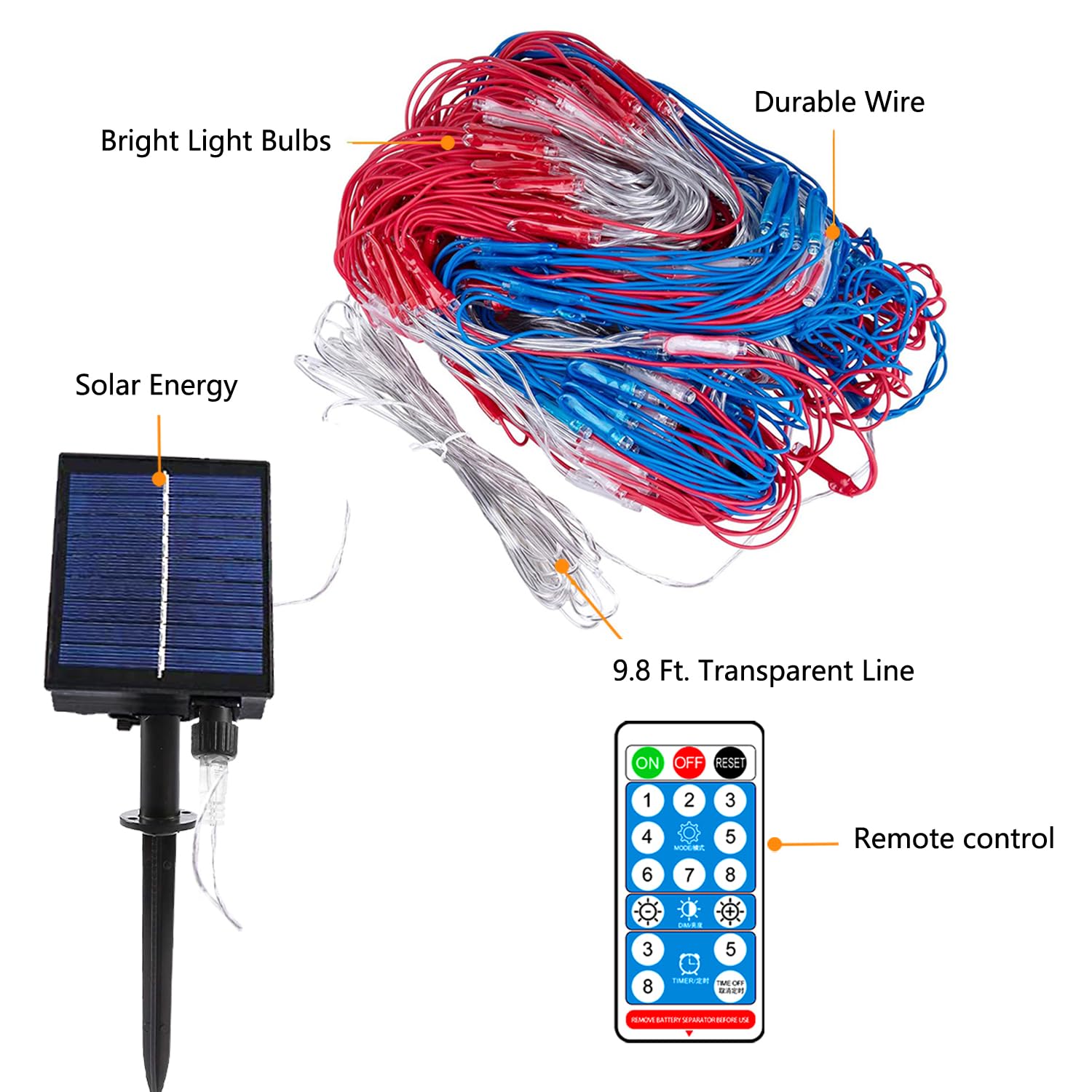 Decute upgraded solar panel 1200mAh for longer nighttime lighting.