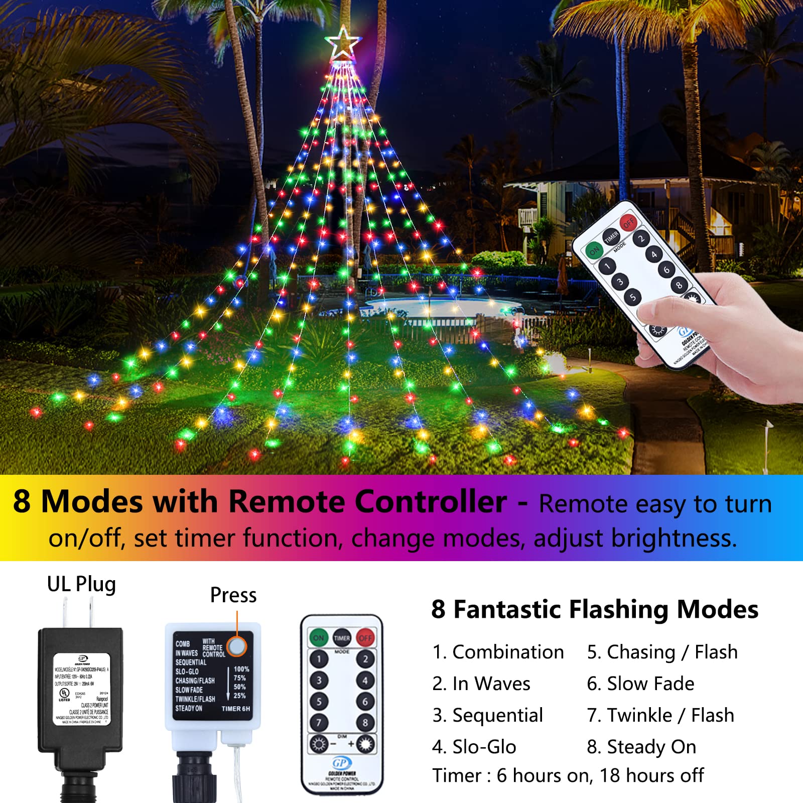 Decute waterfall curtain lights outdoor for dramatic yard decoration