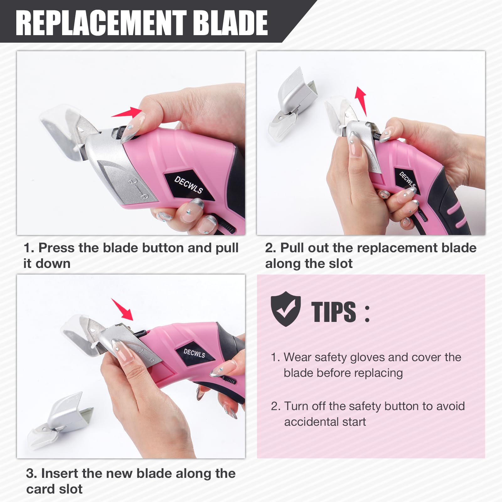 Decwls cordless electric scissors compact design suitable for home projects.