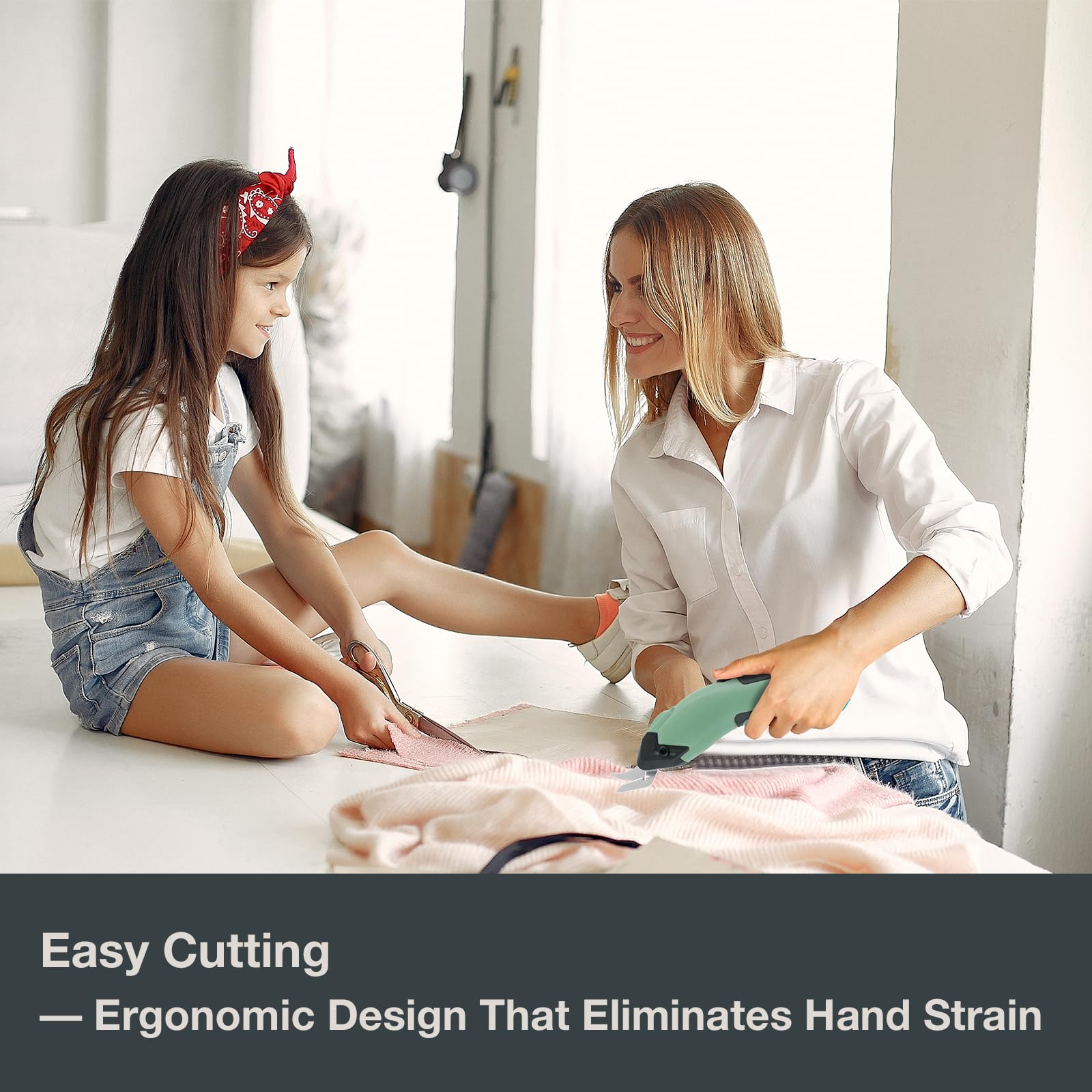 Decwls cordless electric scissors cutting fabric with smooth edges