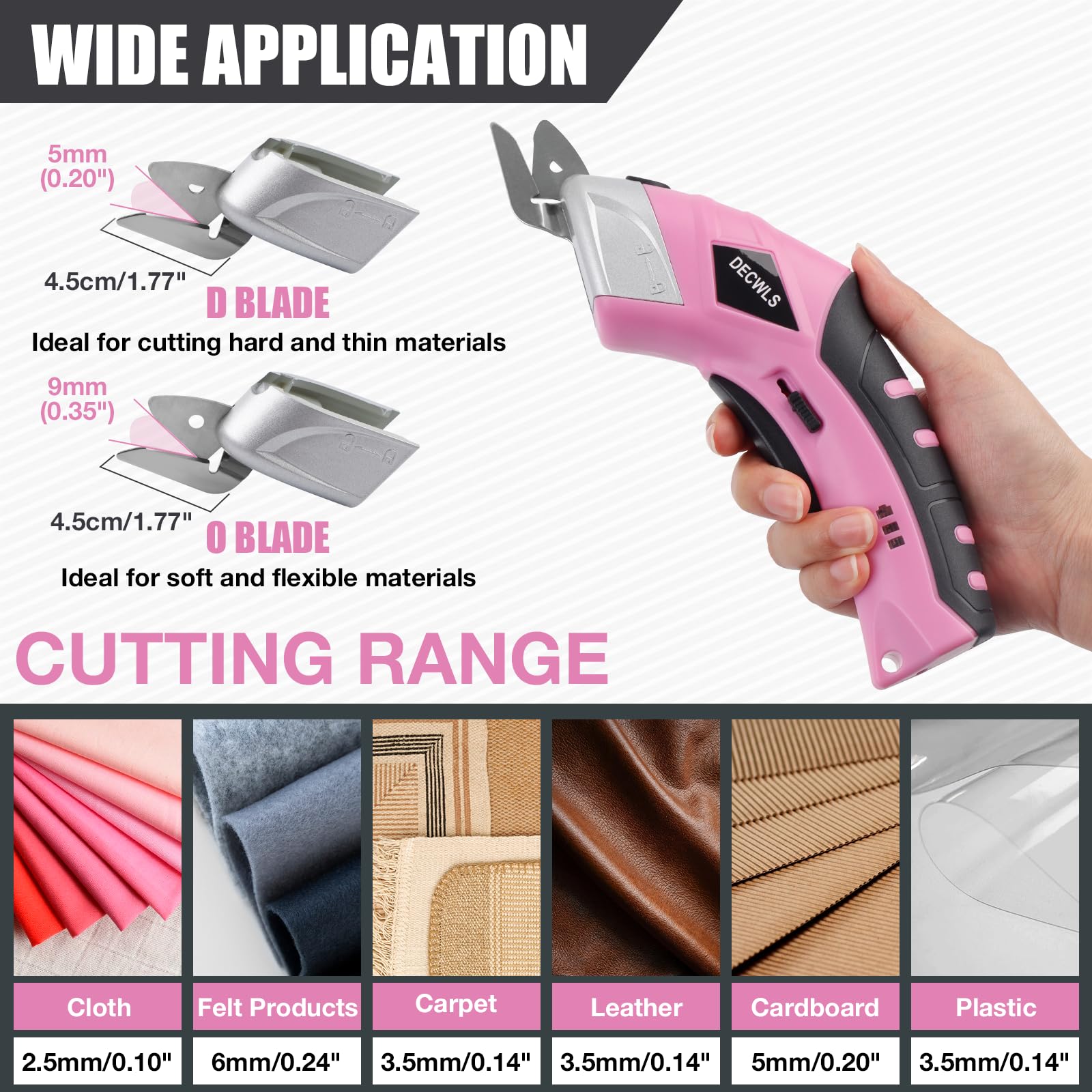 Decwls cordless electric scissors ergonomic grip for comfortable long use.