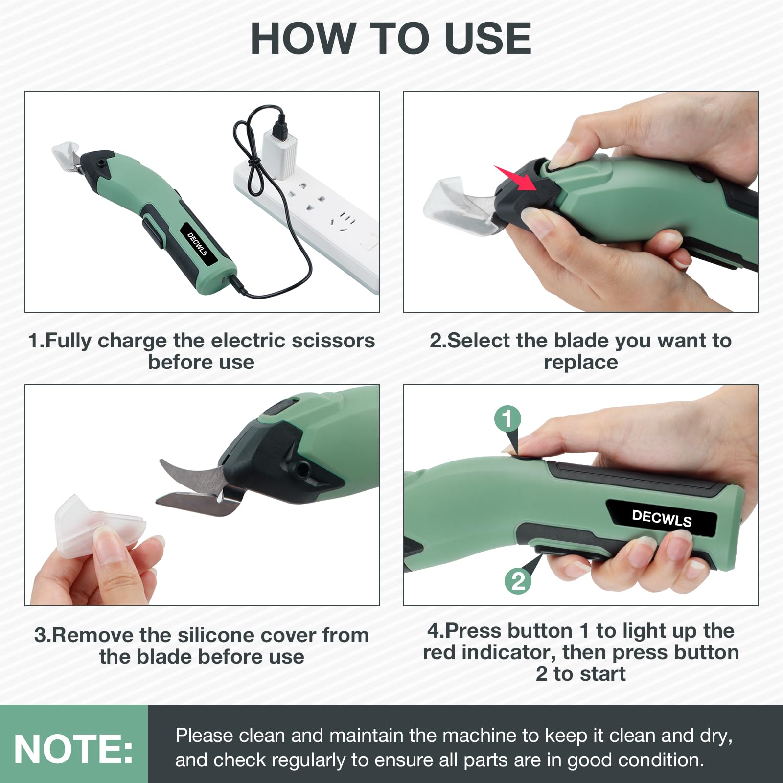 Decwls cordless electric scissors packaging contents and user manual included