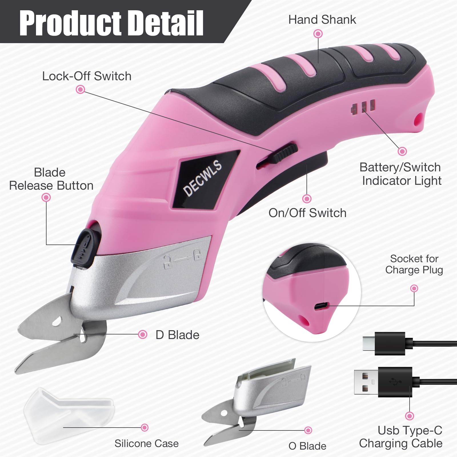 Decwls cordless electric scissors safety lock engaged for safe operation.