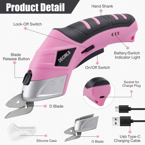Decwls cordless electric scissors safety lock engaged for safe operation.