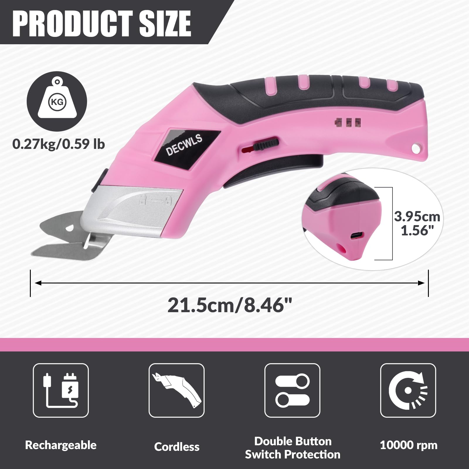 Decwls cordless electric scissors with three blades for versatile cutting.