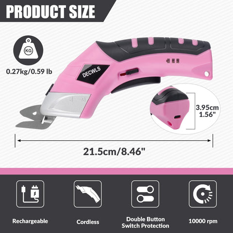 Decwls cordless electric scissors with three blades for versatile cutting.