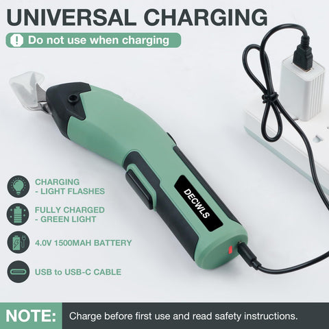 Decwls cordless electric scissors include USB-C charging for easy recharging