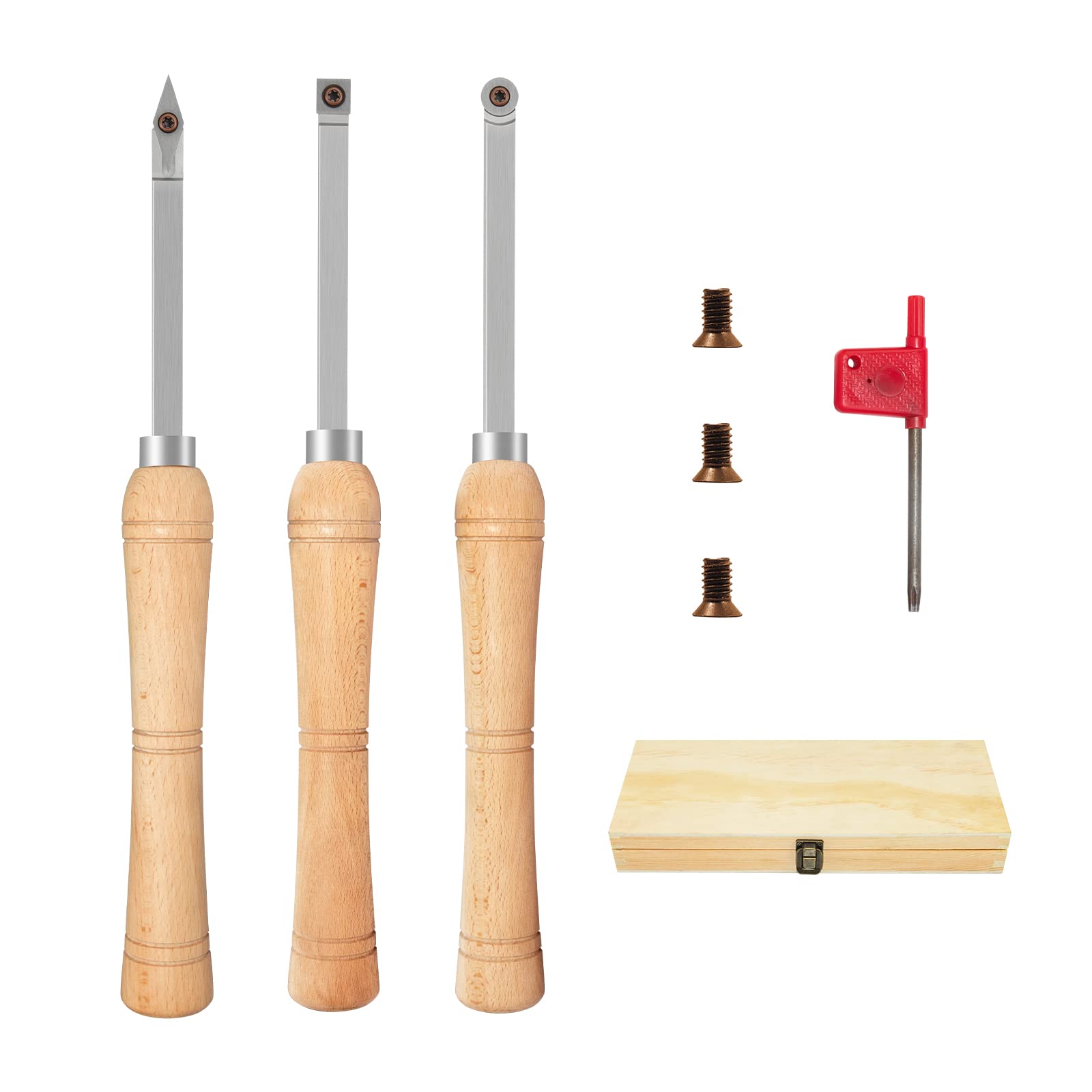 DEEFIINE 3CPS carbide wood lathe tools offering precise shaping on the lathe