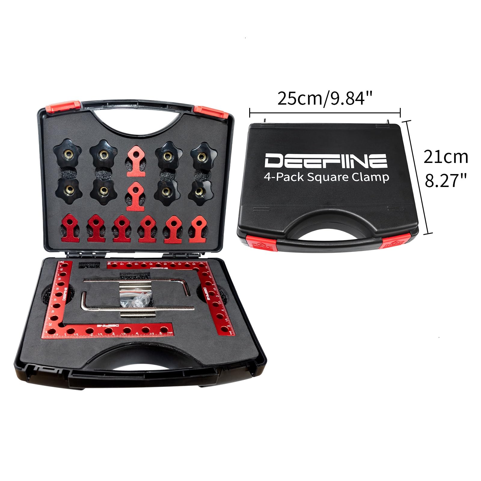 DEEFIINE 90-degree positioning square side view shows durable aluminum construction for reliable joints.