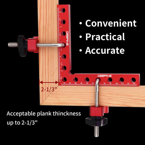 DEEFIINE anodized red square protects edges during frame assembly.