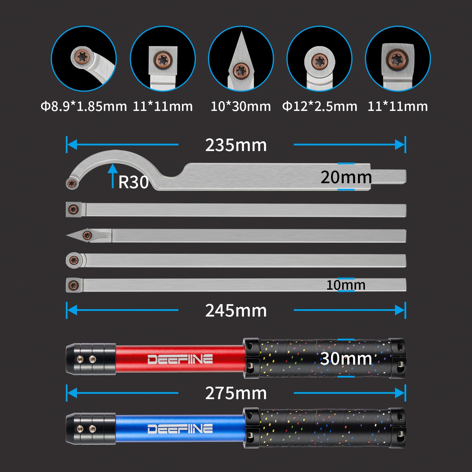 DEEFIINE hollowing tools set designed for precise interior shaping