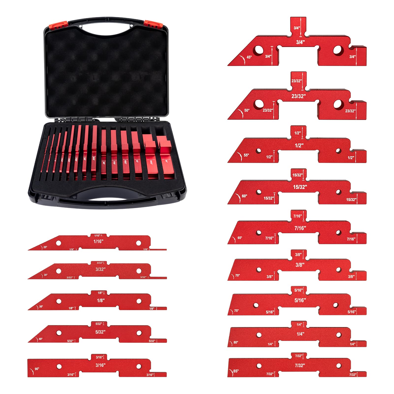 DEEFIINE 14-piece height gauge blocks for precise router table setups.