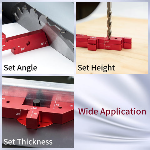 DEEFIINE setup blocks work with table saws, band saws, and planers.