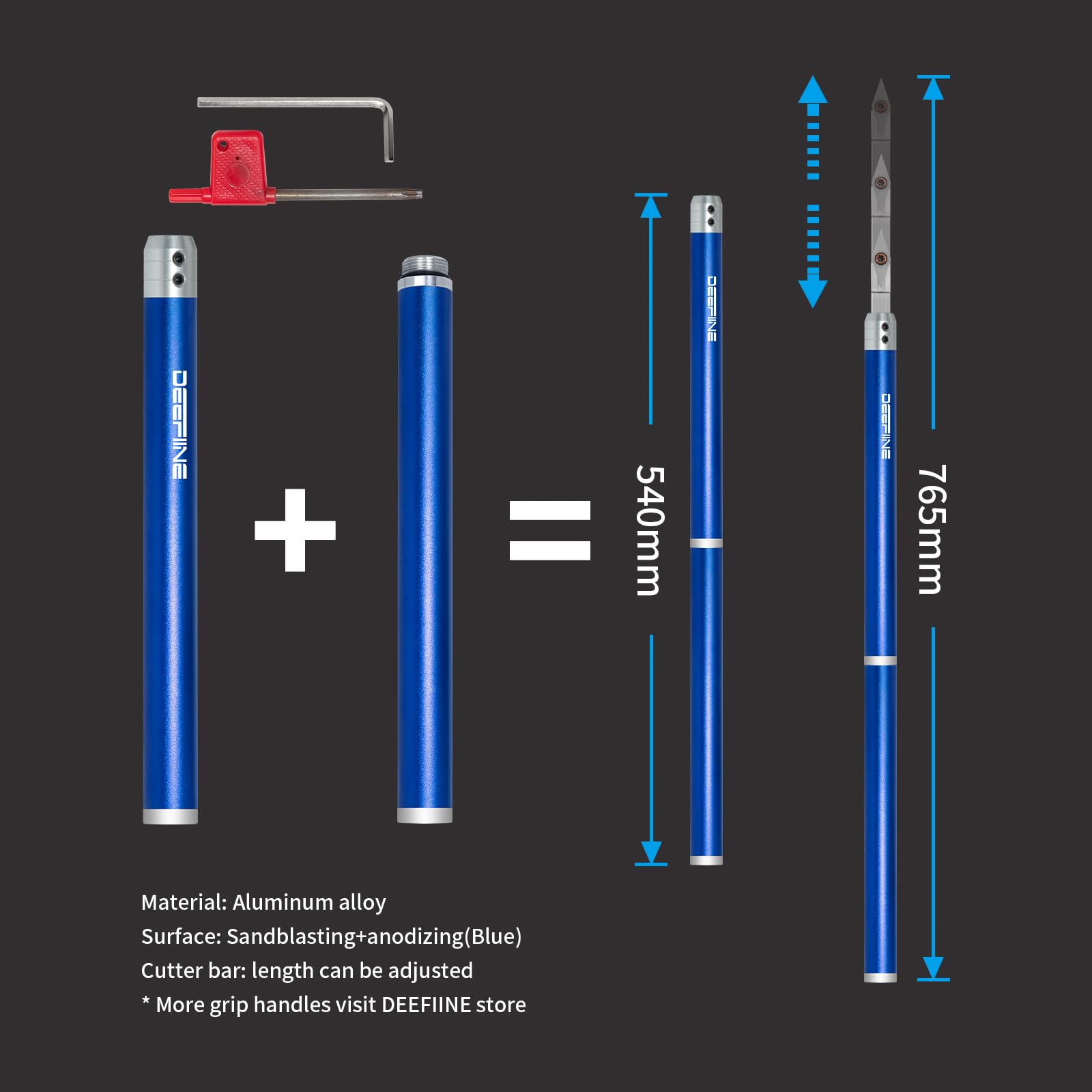 DEEFIINE T15 wrench and Allen wrench set included for quick tool adjustments