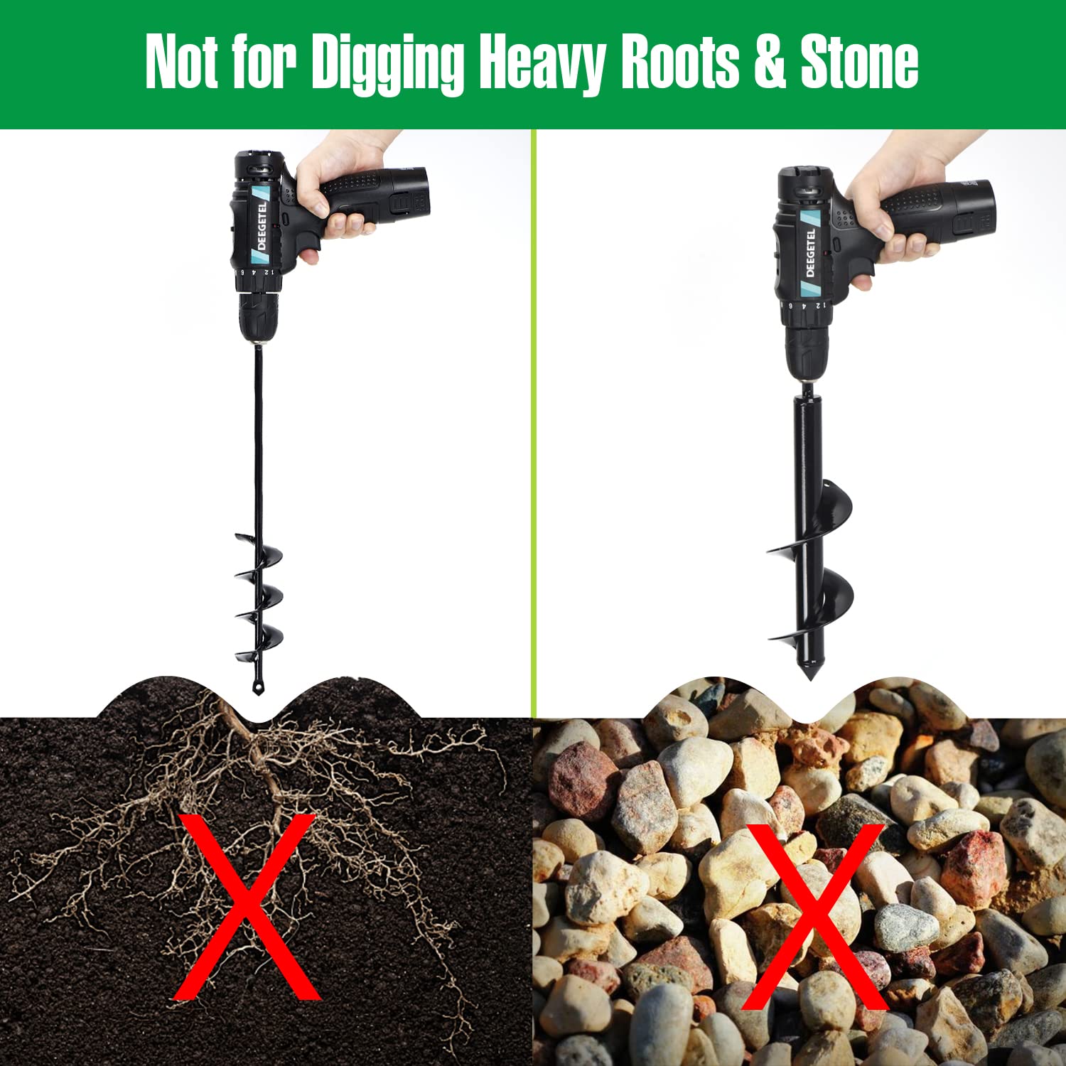 Use DEEGETEL auger bit with drills to speed up fence posts and yard projects.