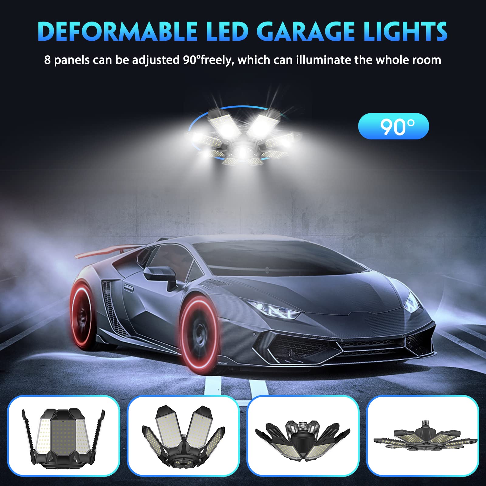 DEEIRAO LED garage light provides 360-degree coverage for complete workspace brightness
