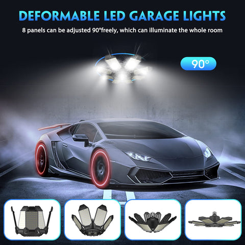 DEEIRAO LED garage light provides 360-degree coverage for complete workspace brightness