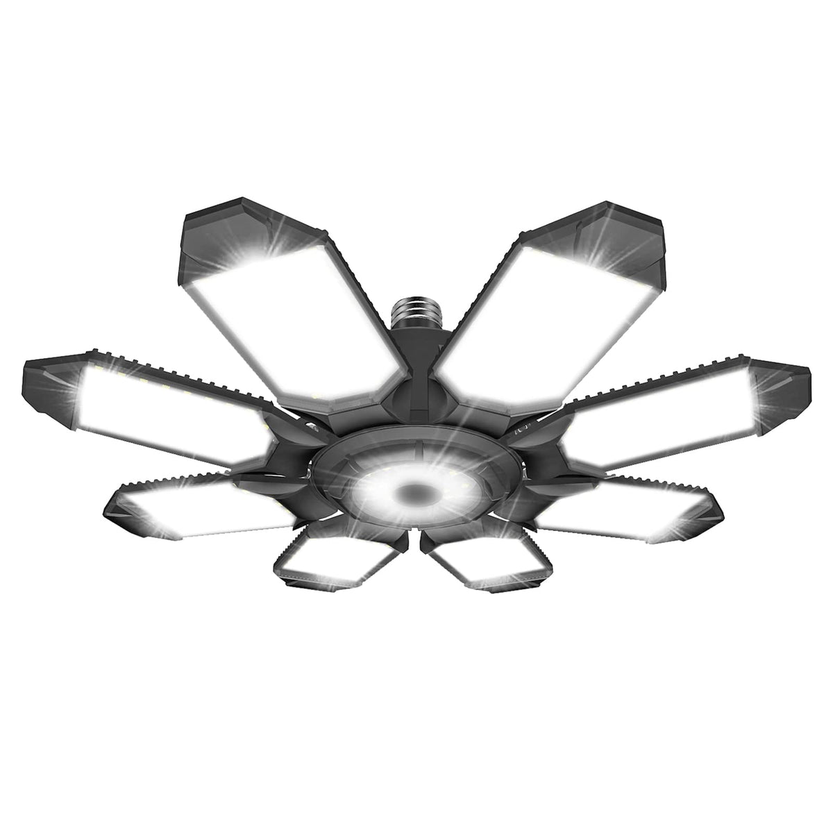 DEEIRAO LED garage light with 8-panel deformable design delivering flexible, even illumination