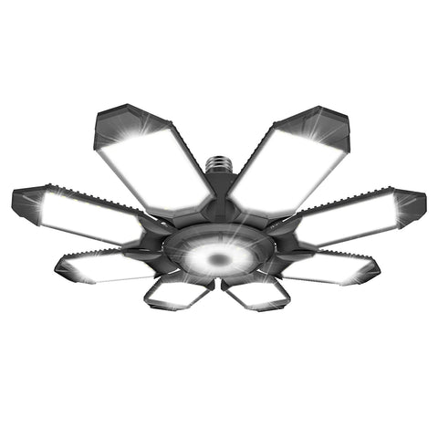 DEEIRAO LED garage light with 8-panel deformable design delivering flexible, even illumination