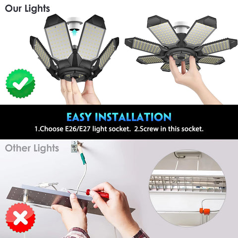 DEEIRAO LED garage light features efficient heat dissipation for longer life
