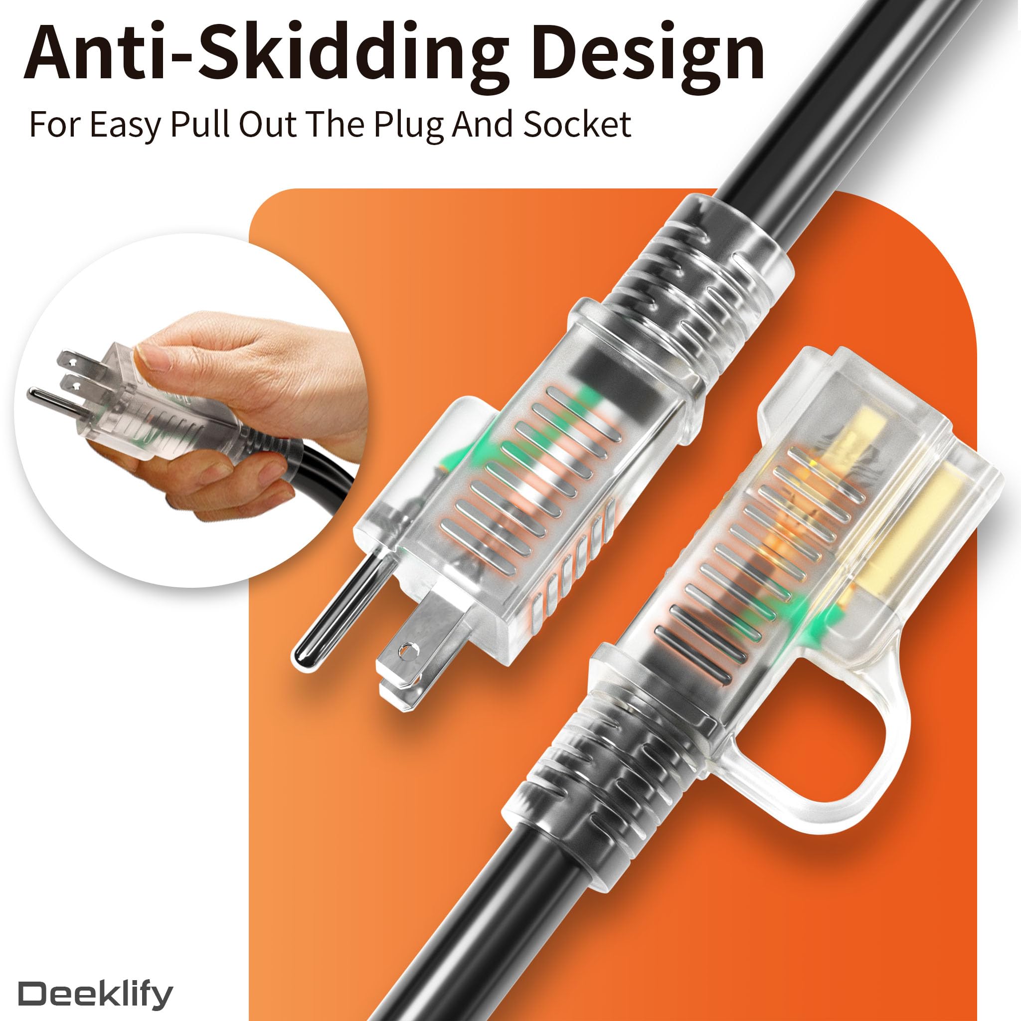 Deeklify cold-resistant cord stays flexible from -58°F to +158°F.