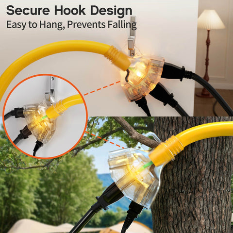 Deeklify IP65 weatherproof yellow cord resists dust and water outdoors