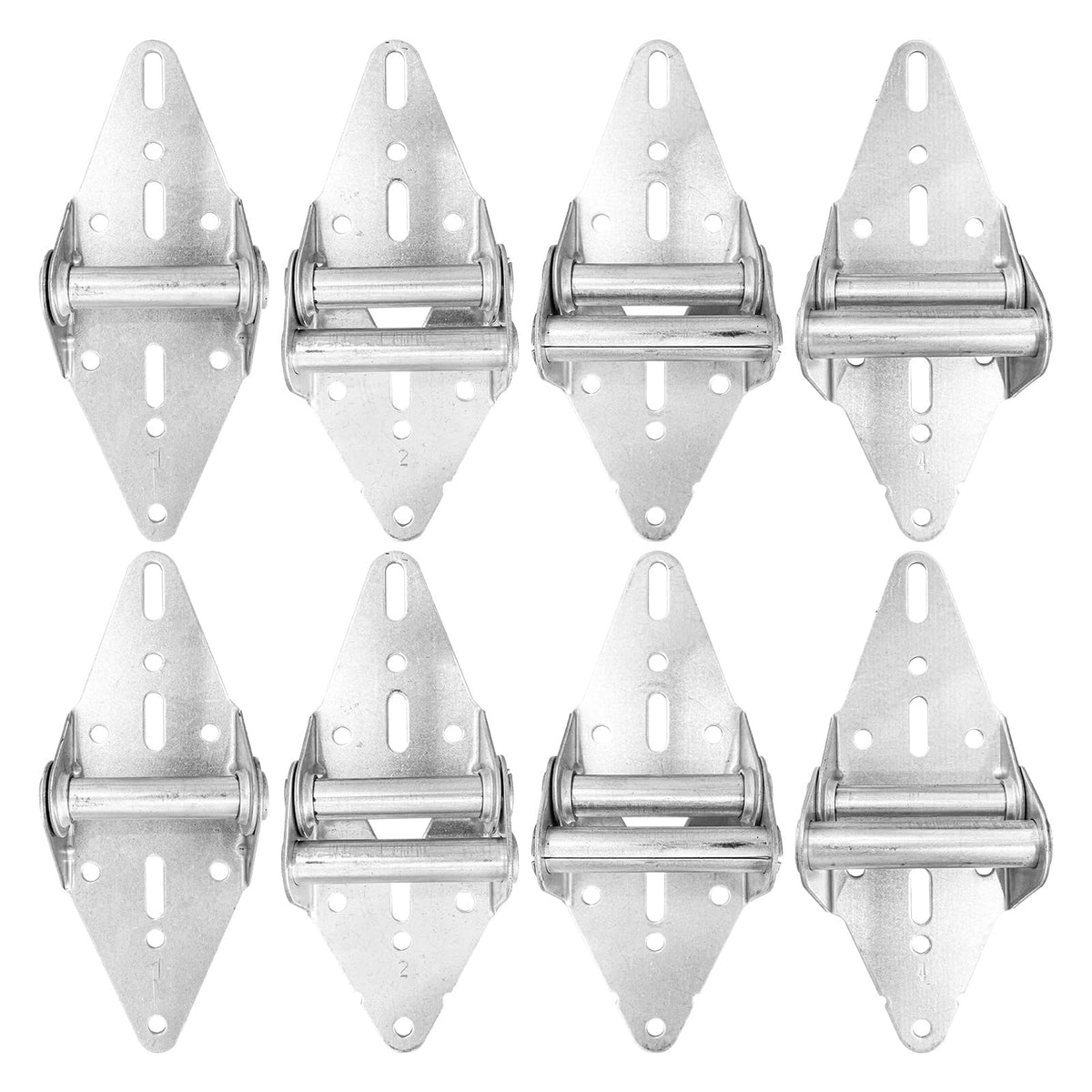 DEELEDM 8-piece hinges set close-up showing galvanized finish and sturdy steel