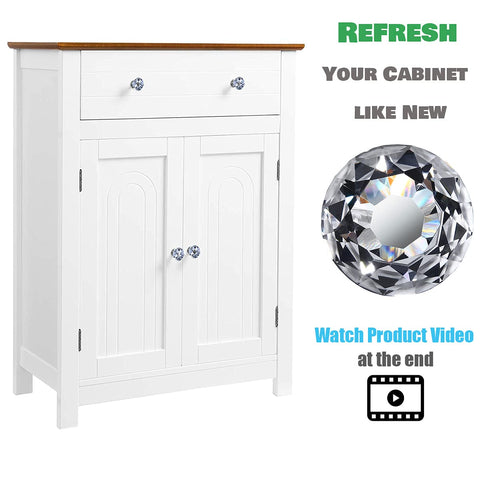DEELF OUTLET clear crystal drawer pulls with chrome base for bright kitchen upgrade.