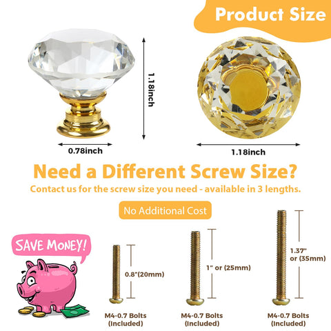 Crystal cabinet knob 30mm for a chic kitchen upgrade