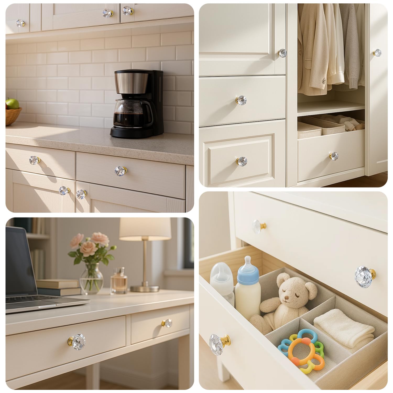 Crystal drawer pull adds sparkling detail to office furniture