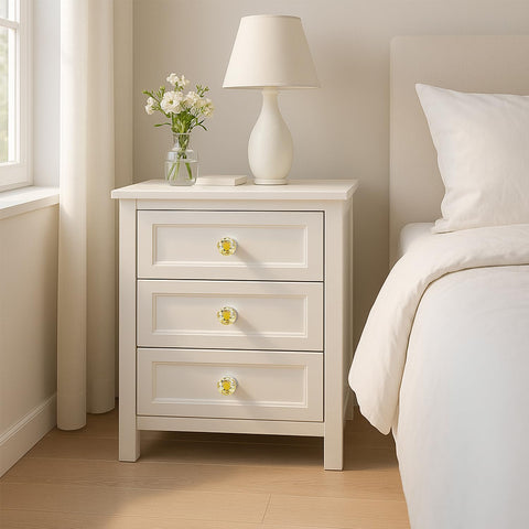 Diamond-shaped glass knob enhances dressers with a modern touch
