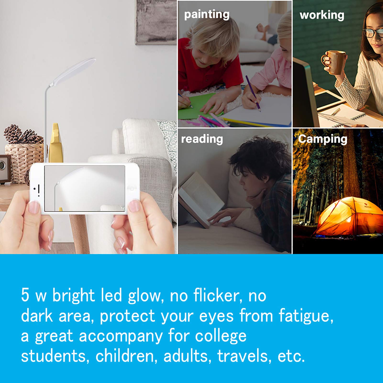 DEEPLITE LED Desk Lamp 400 lumens provide clear, steady light