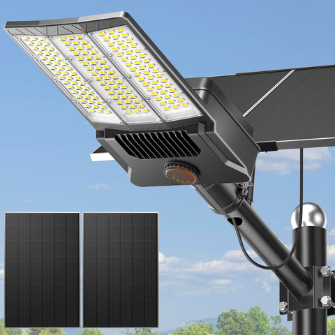 Deepn 12000W solar street light beam delivering wide-area parking lot illumination