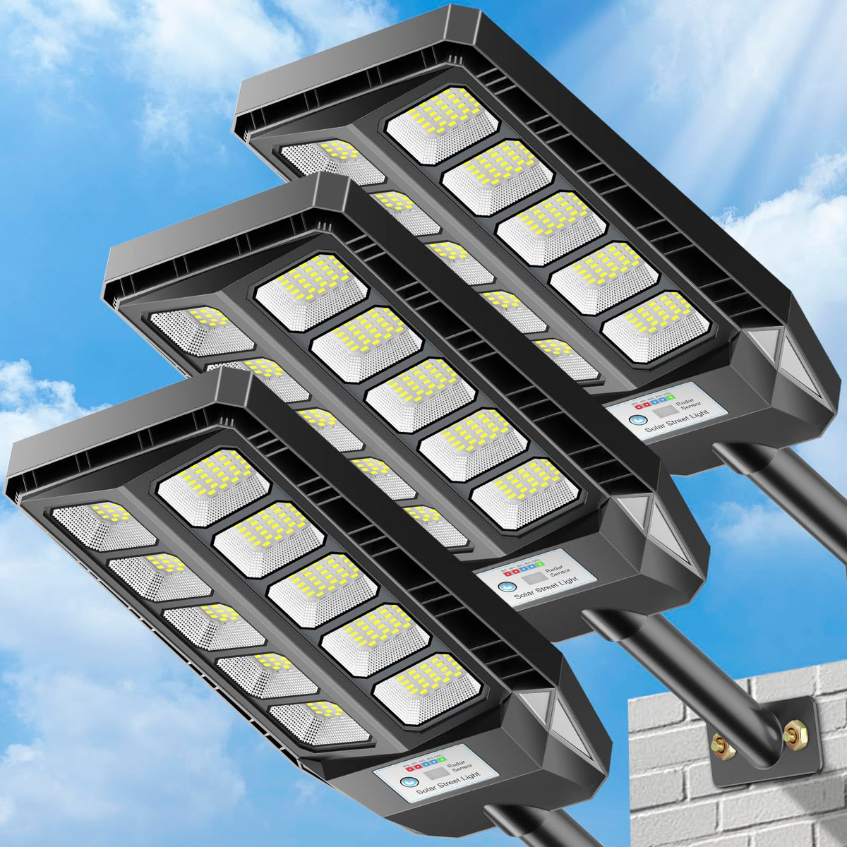 Deepn 7000W solar lights deliver bright LED array for expansive outdoor coverage like driveways.