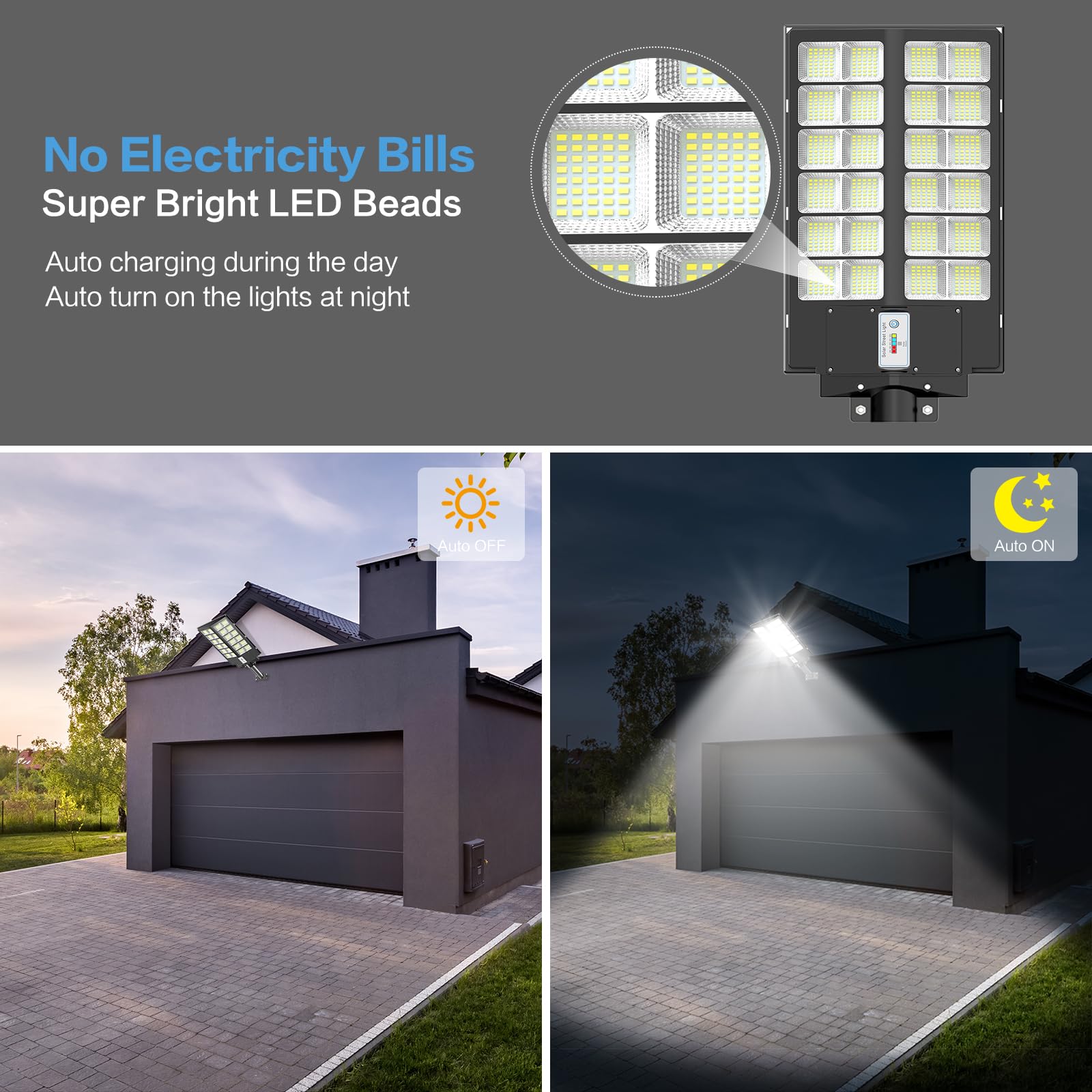 Deepn 8000W Solar Street Light motion sensor in action