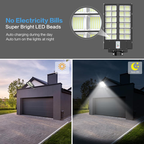Deepn 8000W Solar Street Light motion sensor in action